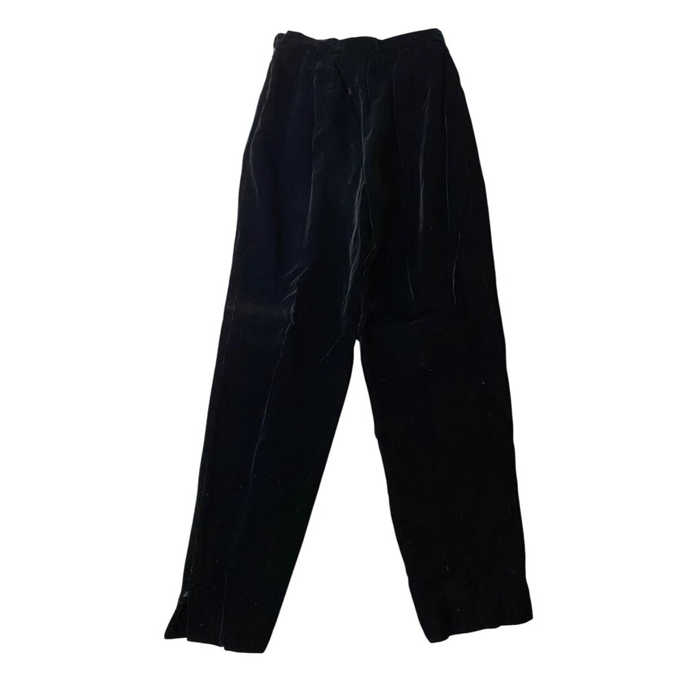 Vintage Lord & Taylor Black Velvet High-Waisted Pants USA Size 6 - Picture 2 of 8
